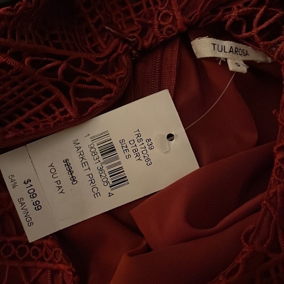 Tularosa Deep Red Eden Lace Fit & Flare Dress Size Small - Picture 10 of 13